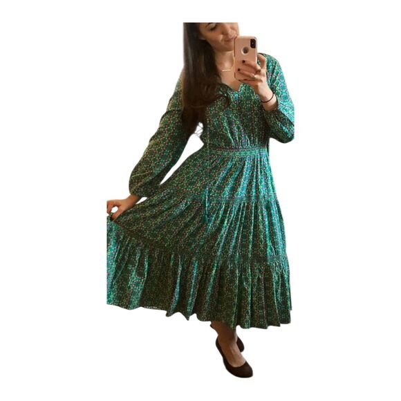 Matilda Jane Green Floral Prairie Tiered Maxi Dress Womens Size Medium - Picture 1 of 9